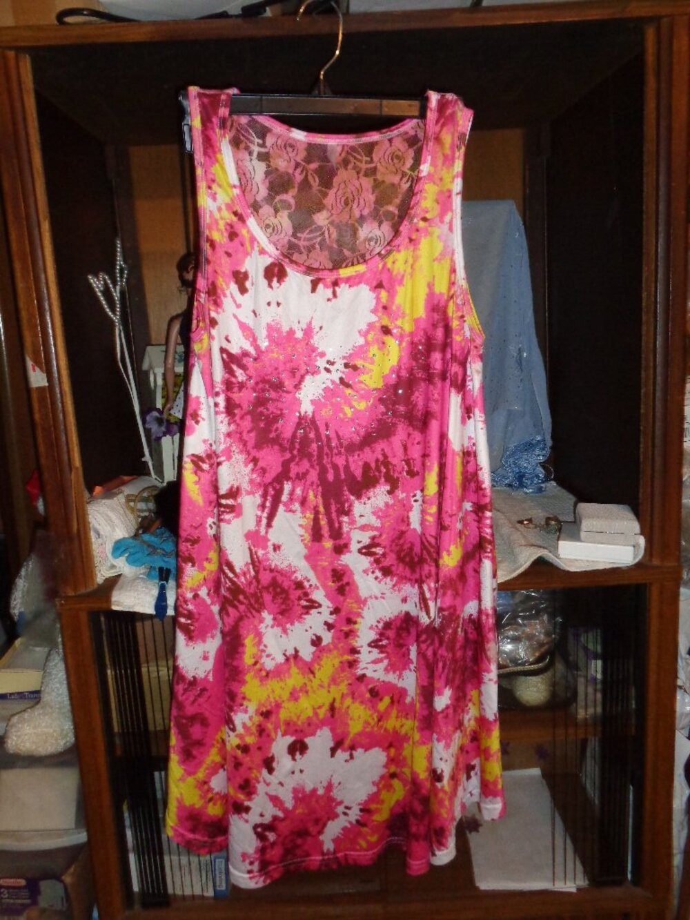SUPER RARE RESTYLE EXCELLENT RED/PINK SUMMER DRESS-ONE SIZE